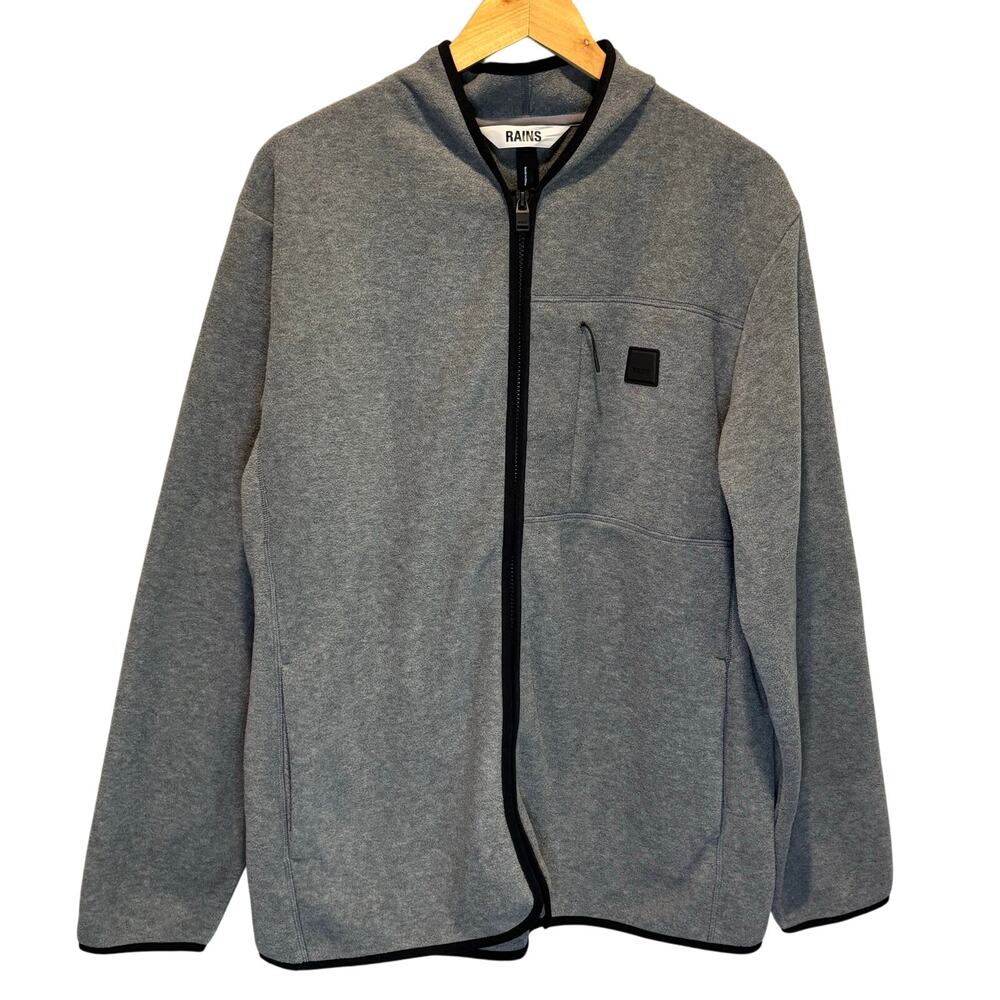 Rains Gray Durban Fleece Front Zip Jacket - size Large